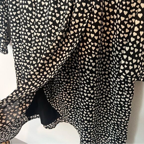 J Crew Mercantile Black White Heart Print Long Sleeve Dress - Picture 5 of 7
